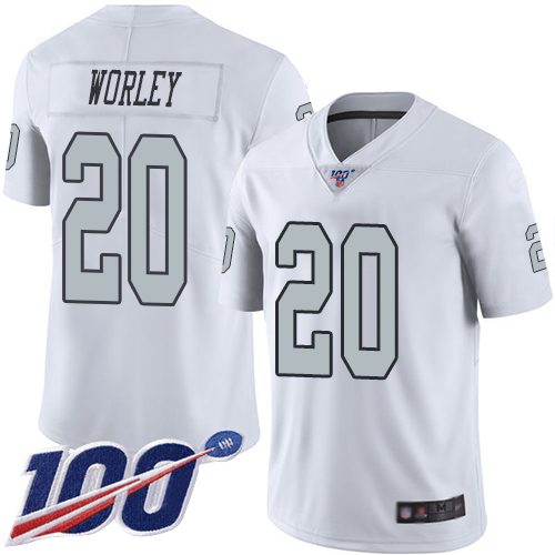 Men Oakland Raiders Limited White Daryl Worley Jersey NFL Football 20 100th Season Rush Vapor Jersey